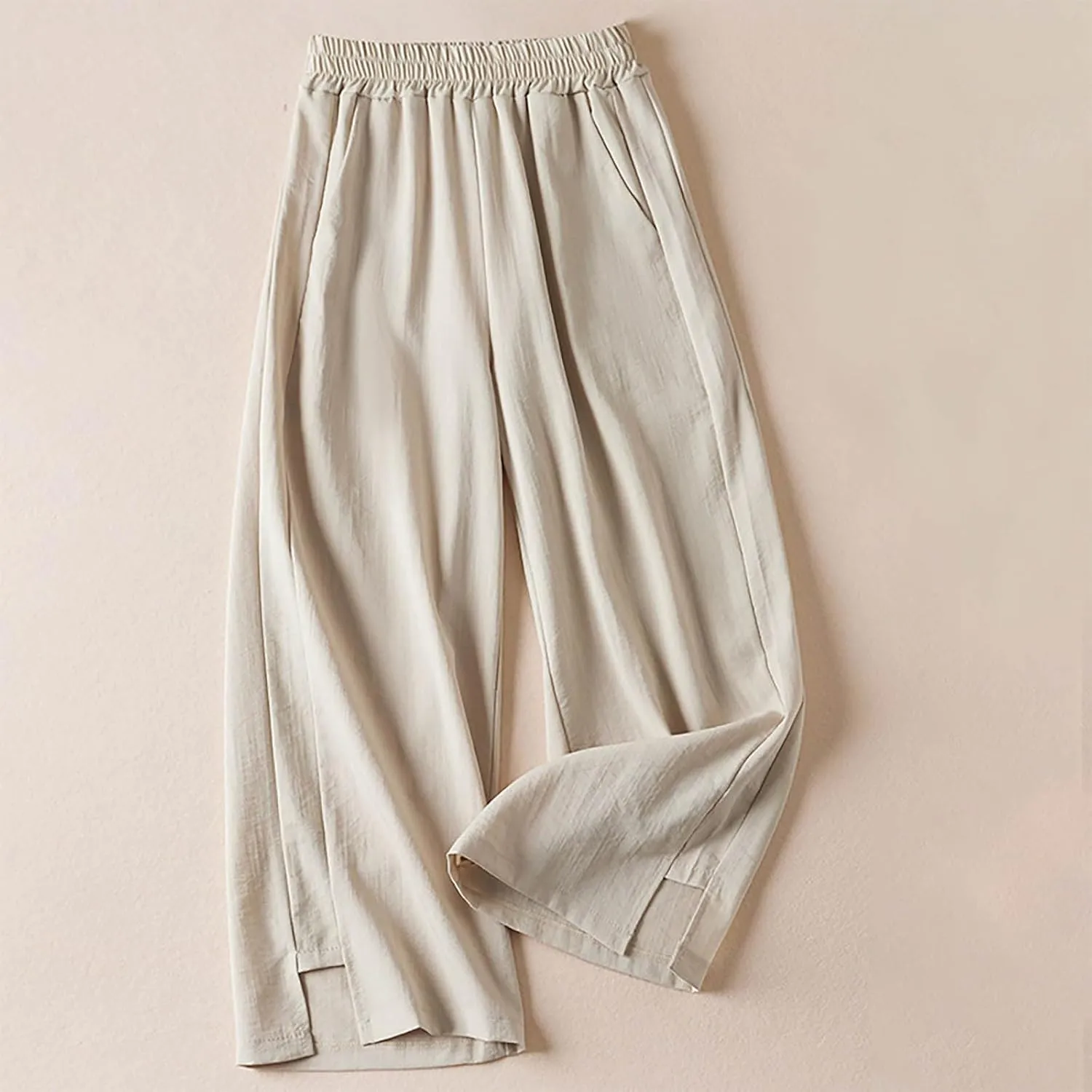 Baggy Wide Leg Pants for Women Lightweight Linen Pants Comfortable Summer Pants Drawstring High Waisted Pants 2025