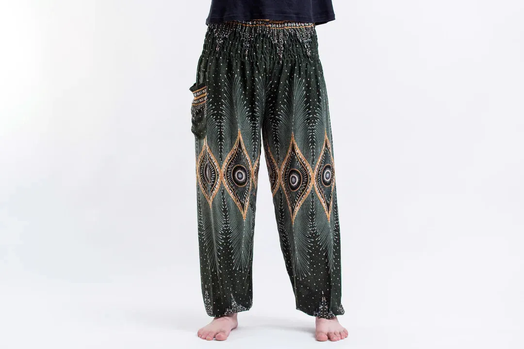 Diamond Green Peacock Unisex Harem Pants, Thailand
