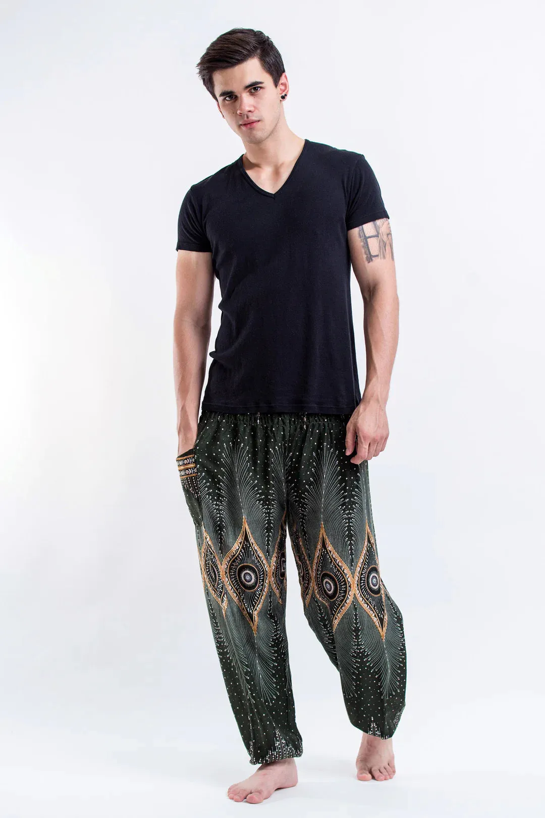 Diamond Green Peacock Unisex Harem Pants, Thailand