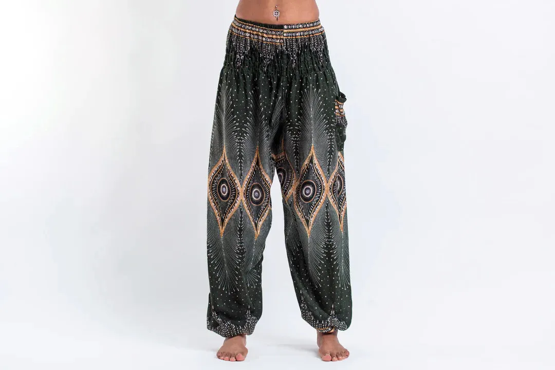 Diamond Green Peacock Unisex Harem Pants, Thailand