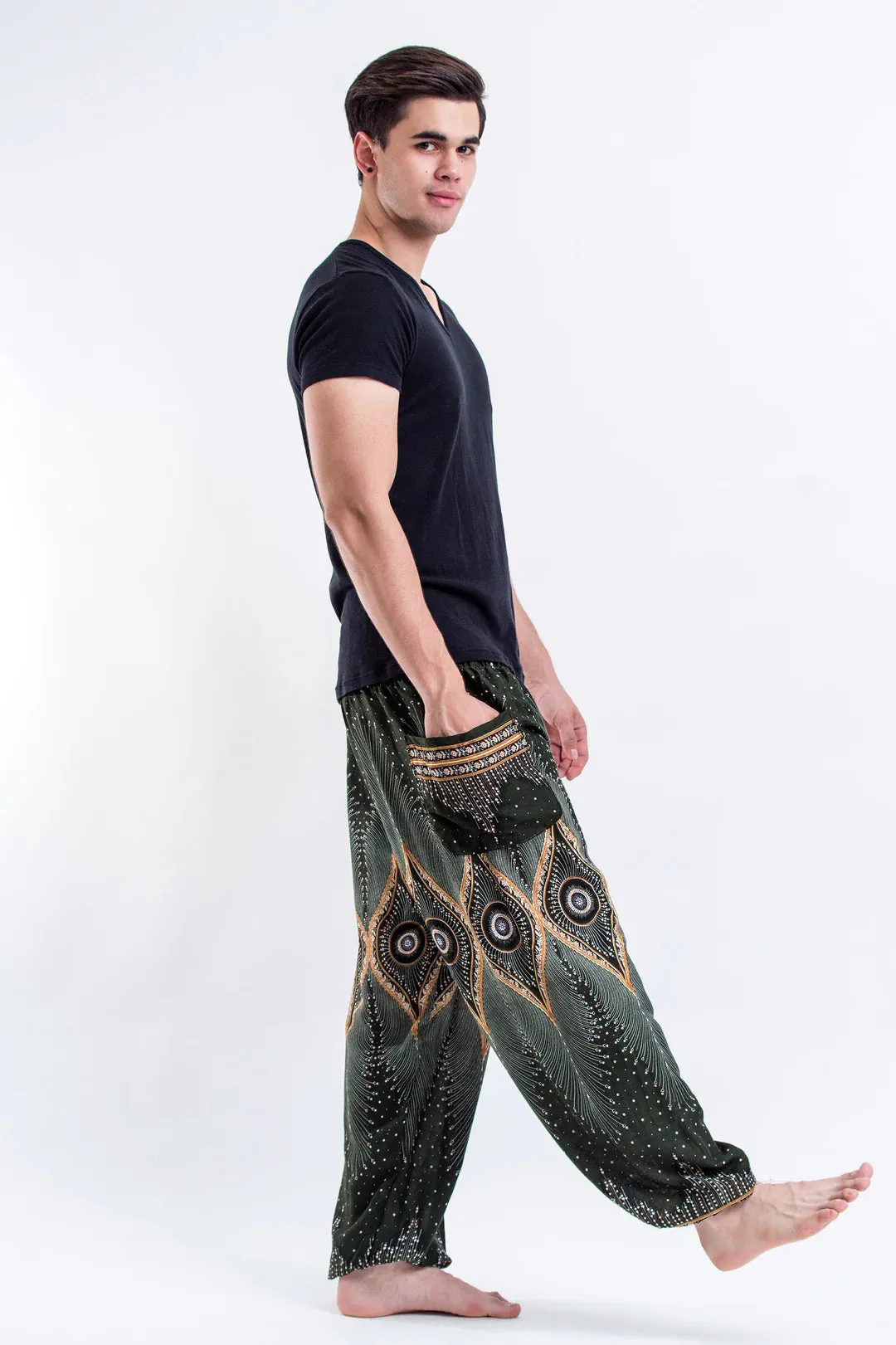 Diamond Green Peacock Unisex Harem Pants, Thailand
