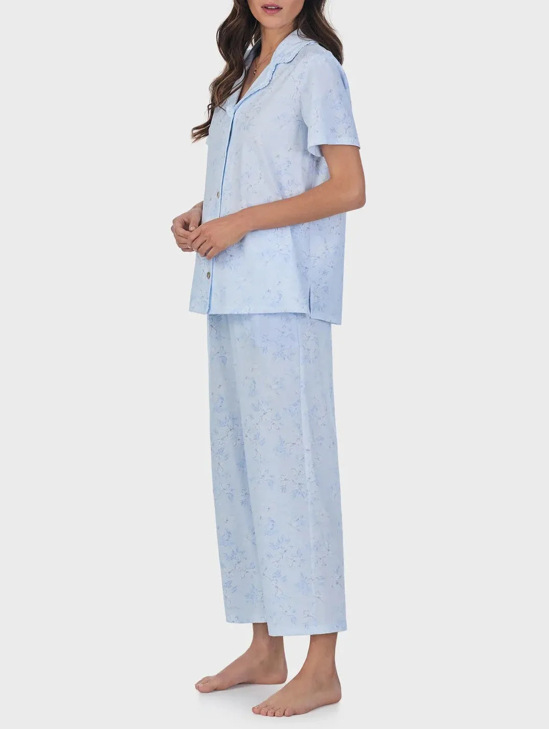 Petite Summer Magnolia Cotton Capri Pajama Set