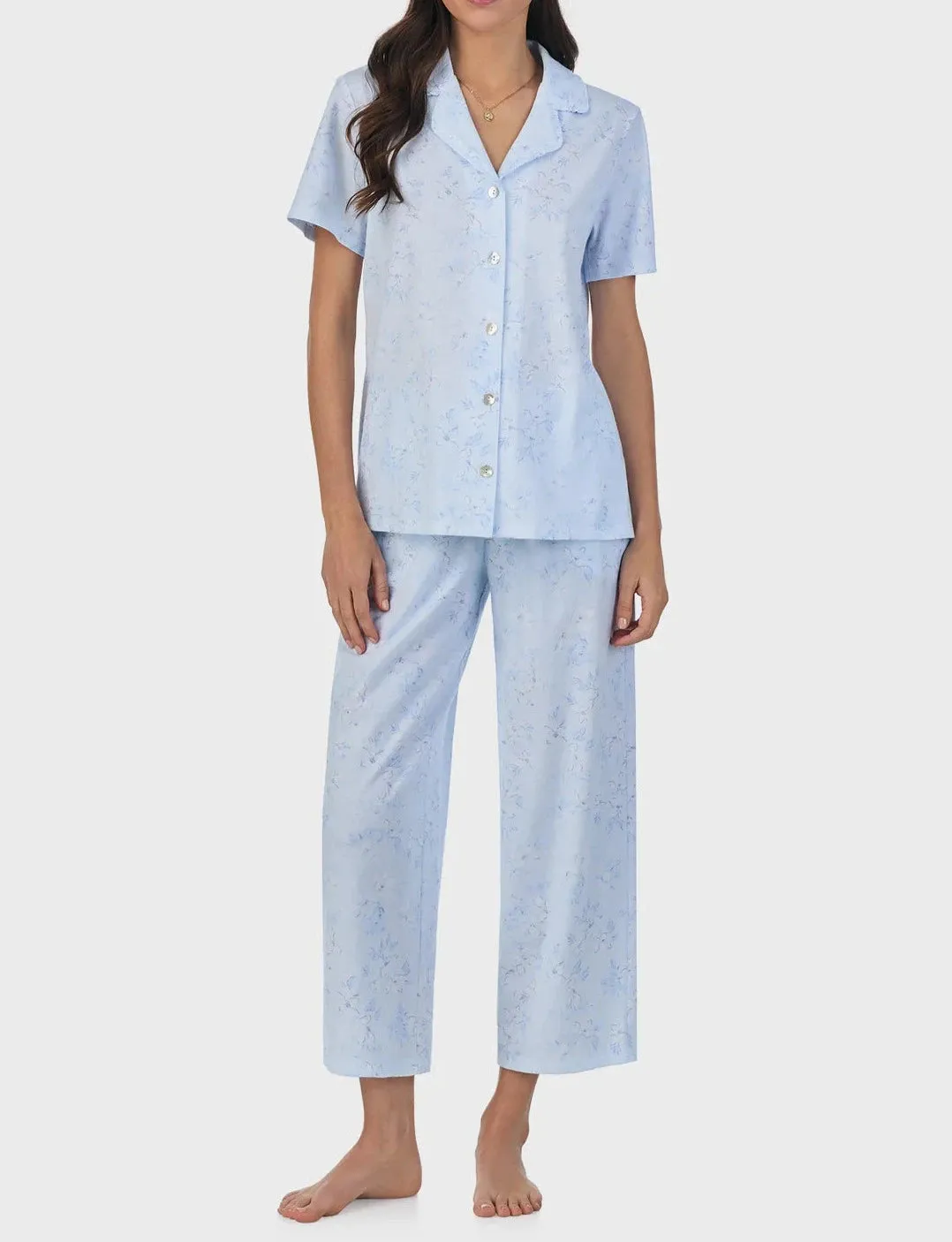 Petite Summer Magnolia Cotton Capri Pajama Set