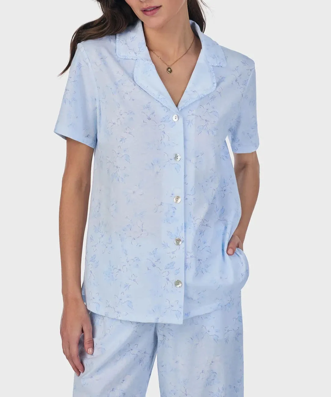 Petite Summer Magnolia Cotton Capri Pajama Set