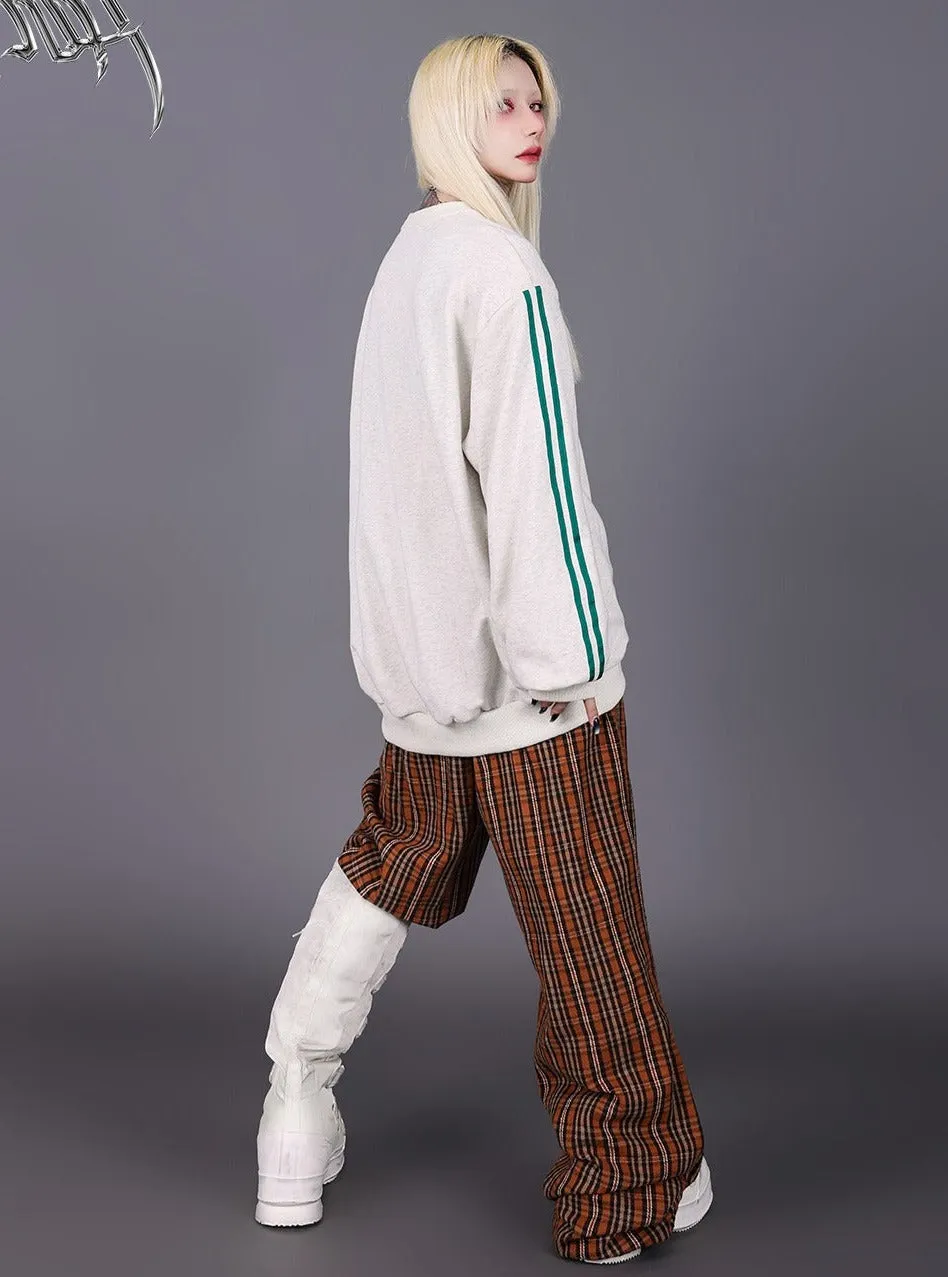 PINKSPINK Retro Plaid Wide-Leg Trousers - Brown Multi