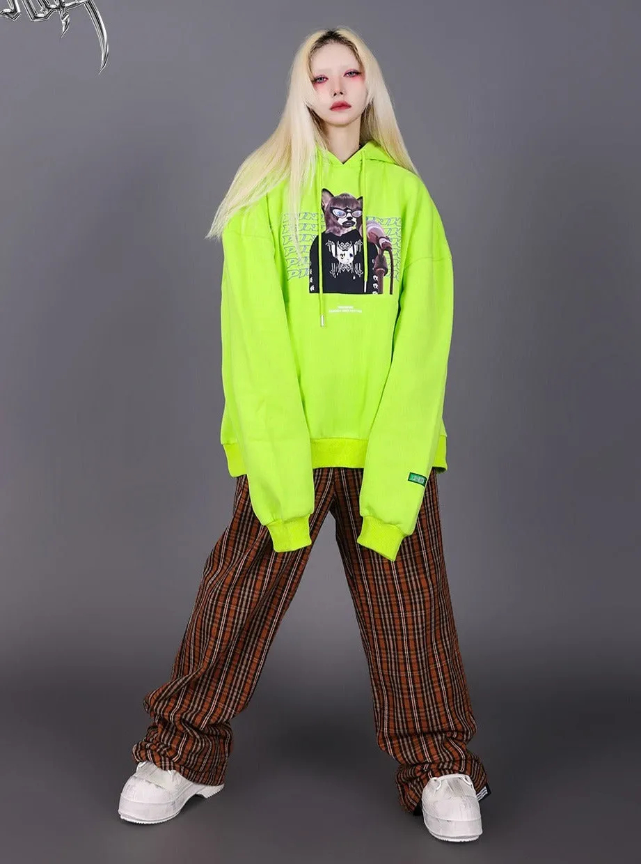 PINKSPINK Retro Plaid Wide-Leg Trousers - Brown Multi