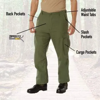 Vintage Style Vietnam Rip-Stop Fatigue Pants