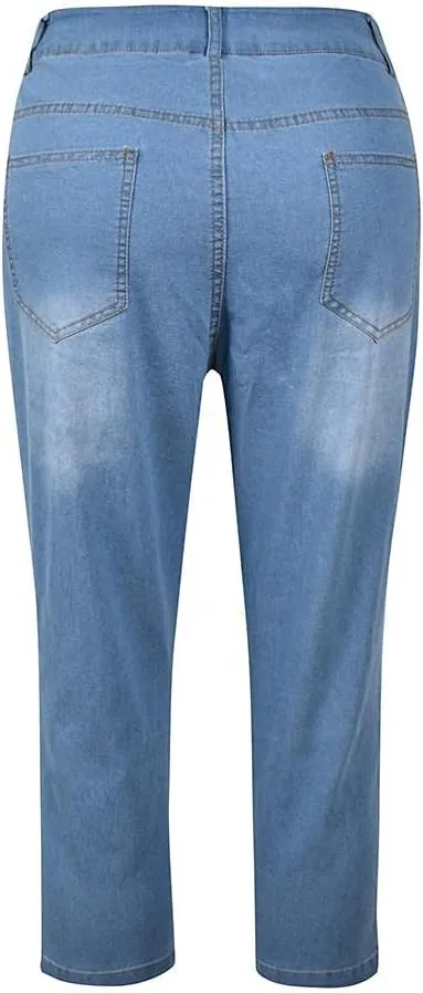 Women's Soft Denim Capris Classic High Waist Skinny Stretch Denim Pants Capri Jeans Regular Fit Trendy Work Casual