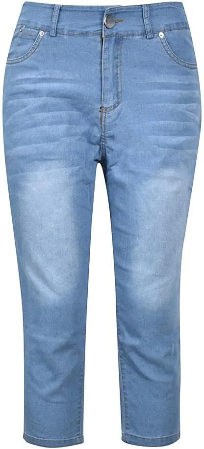 Women's Soft Denim Capris Classic High Waist Skinny Stretch Denim Pants Capri Jeans Regular Fit Trendy Work Casual